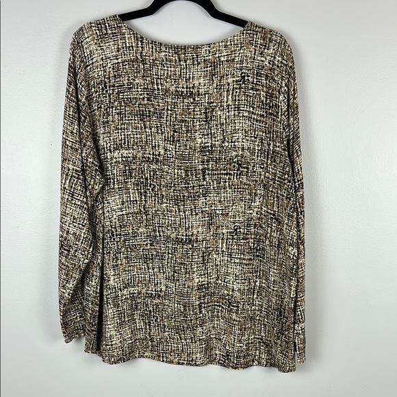 J.Jill Tan and Brown Relaxed Long Sleeve Blouse Size Large - Picture 9 of 9